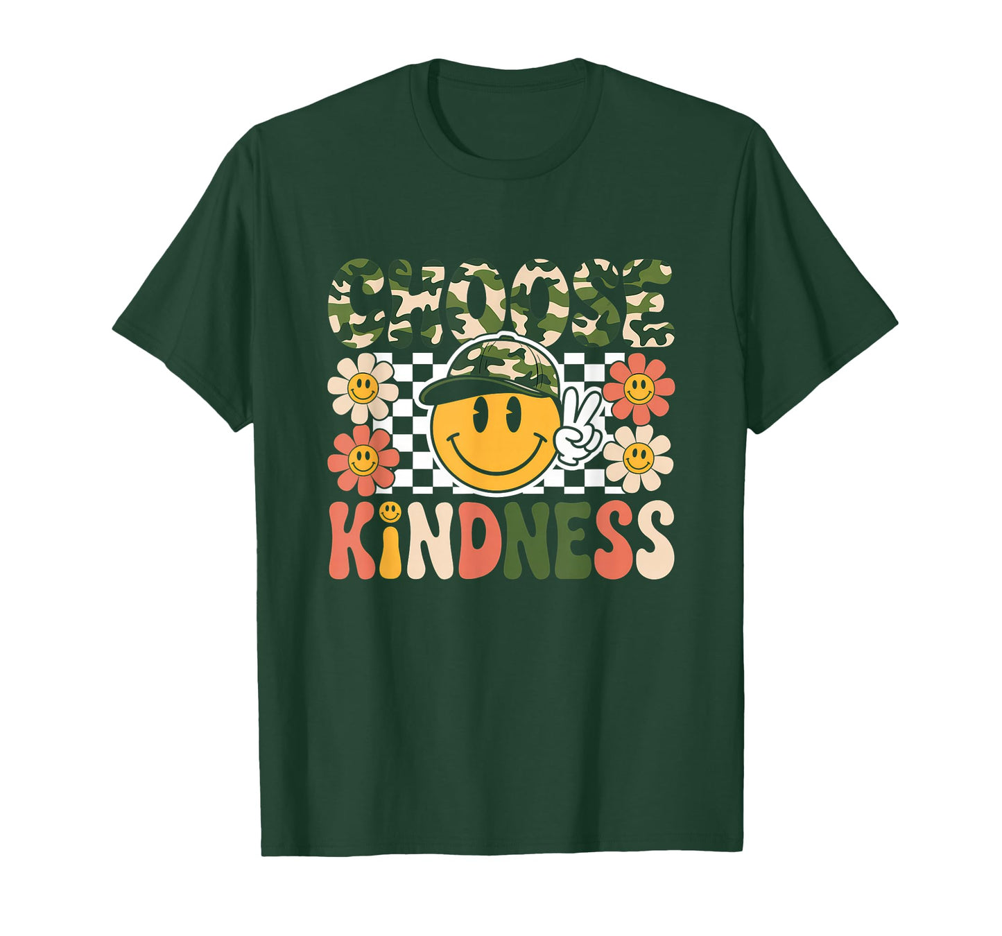 Choose Kindness Tshirt Retro Camo Camouflage Kind Kids Boys T-Shirt