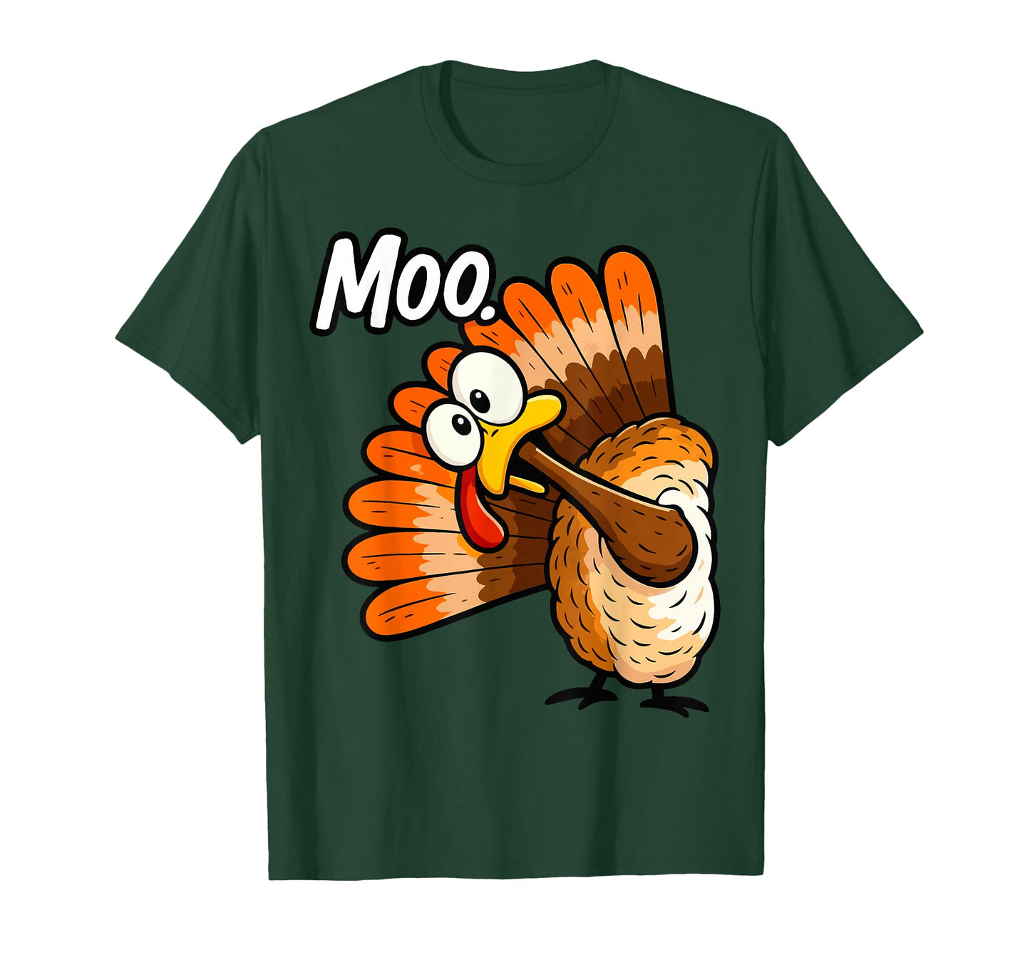 Funny Turkey Moo Thanksgiving Humor Fall Men Women Kids T-Shirt