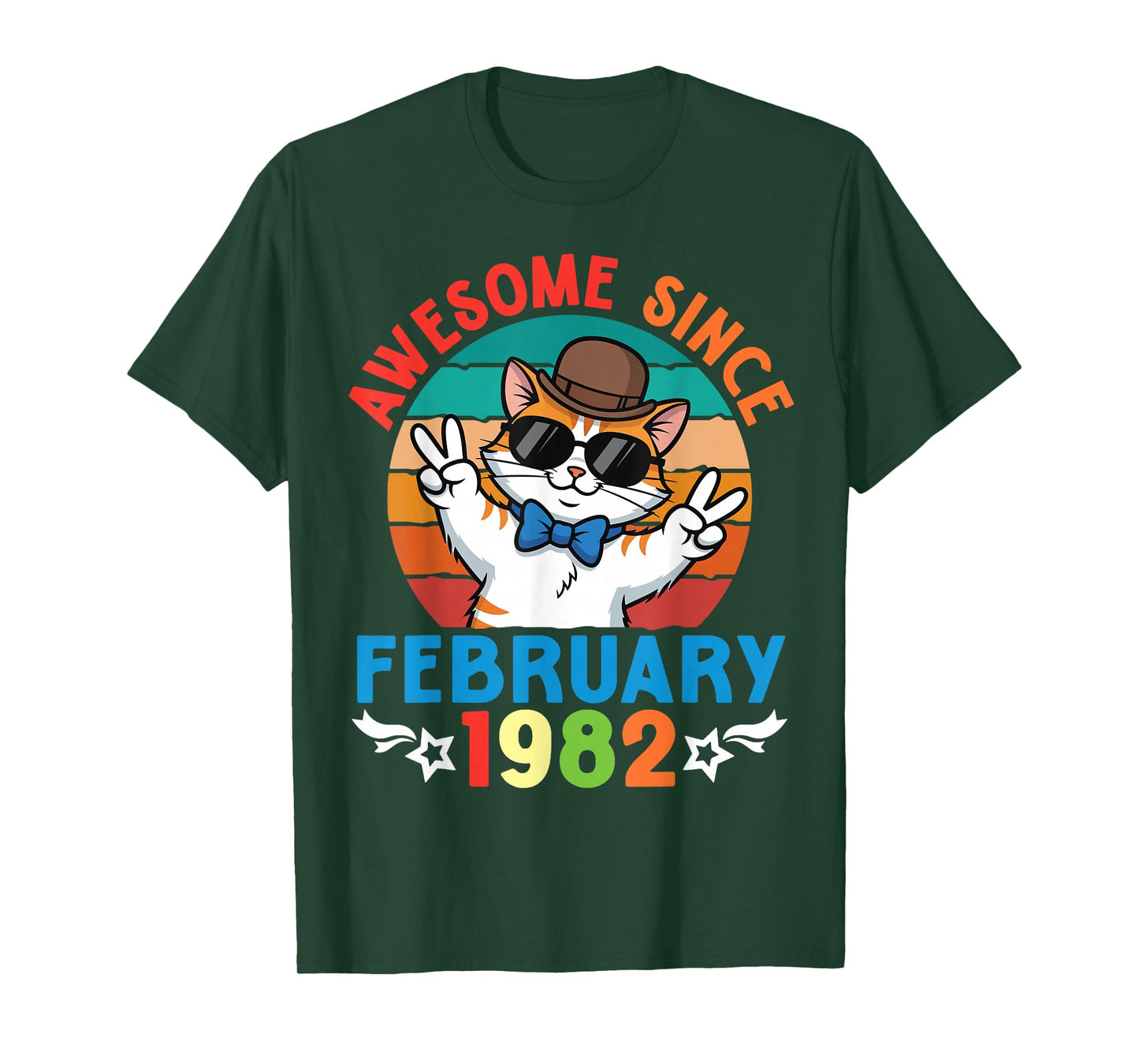 Cat Boy Awesome Since February 1982 My Birthday 44 Years Old T-Shirt