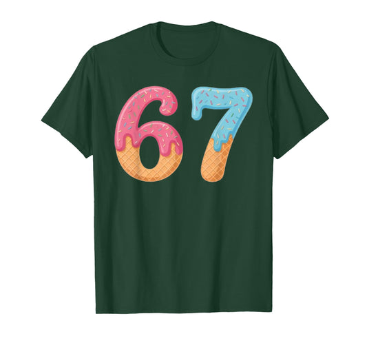 Six Seven Ice Cream Drip Cool Meme 67 Funny Number T-Shirt