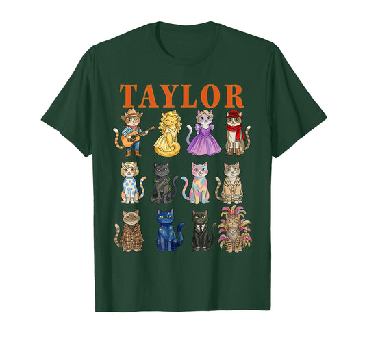 Taylor Groovy Name Cat 80's Vintage Birthday Girls T-Shirt