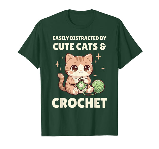 Easily Distracted by Crochet Funny Crochet Lover T-Shirt