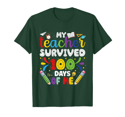 My Teacher Survived 100 Days of Me 100th Day of School Boys T-Shirt