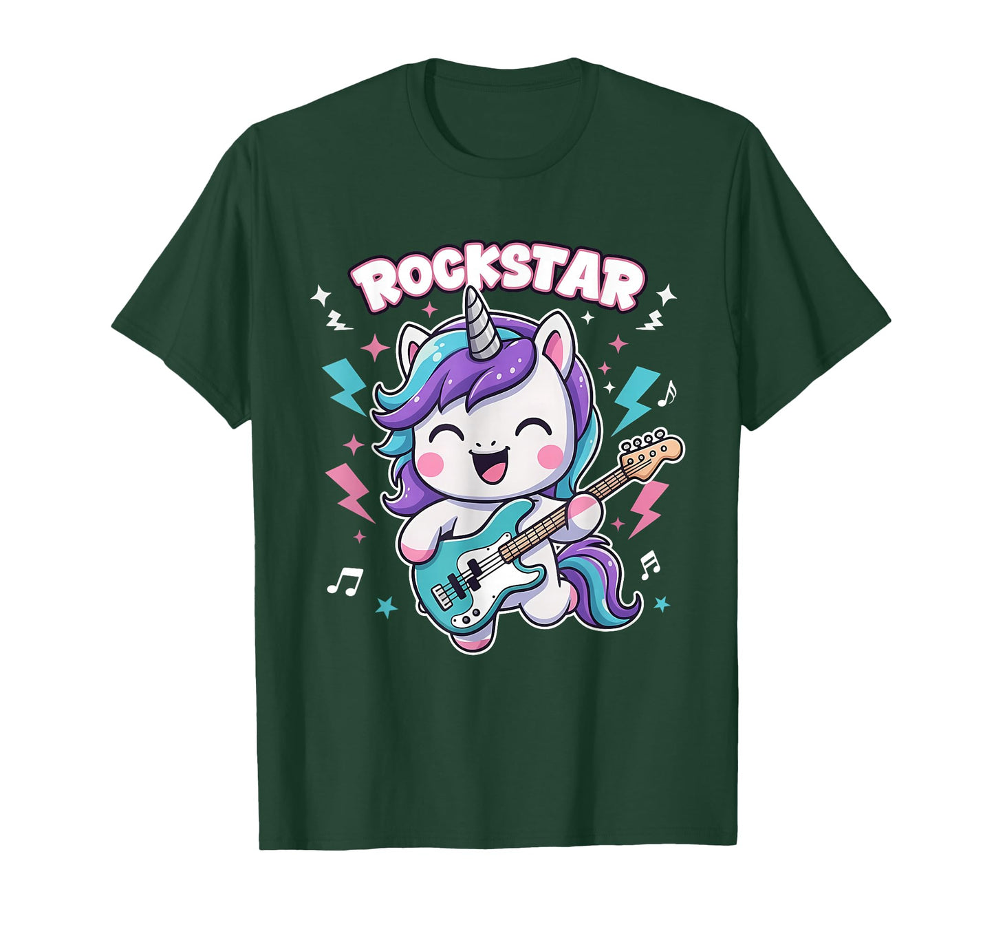 Unicorn Playing Guitar Guitarist Rock Star Rockstars Kids T-Shirt