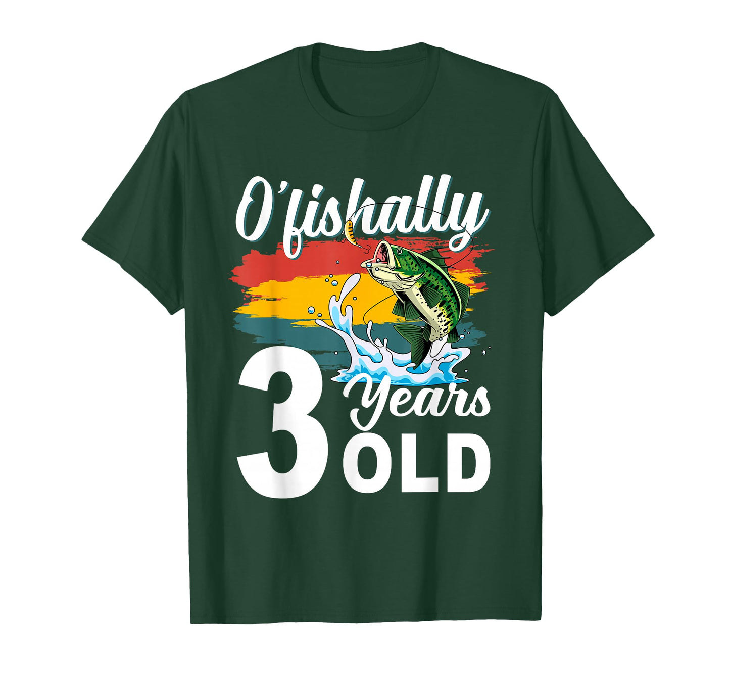O’fishally 3 Years Old Birthday Boy Fishing Themed Party T-Shirt