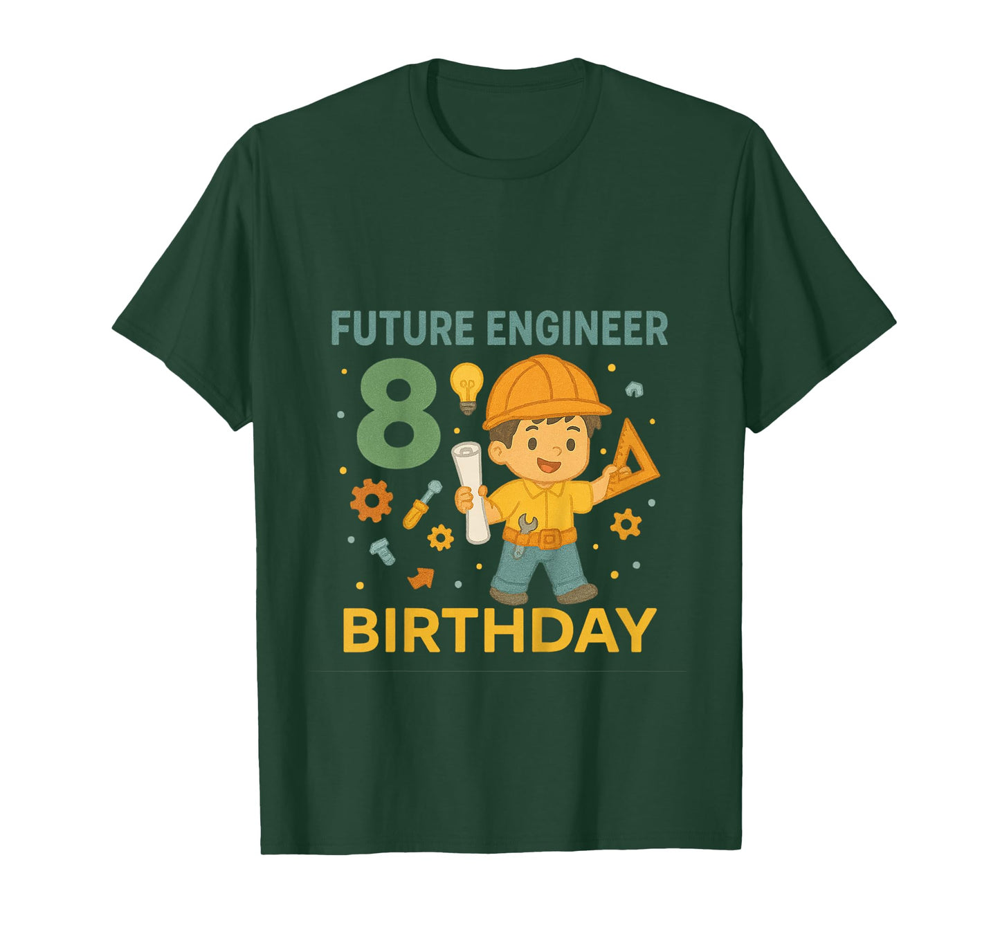 Kids Future Engineer 8 Birthday T-Shirt