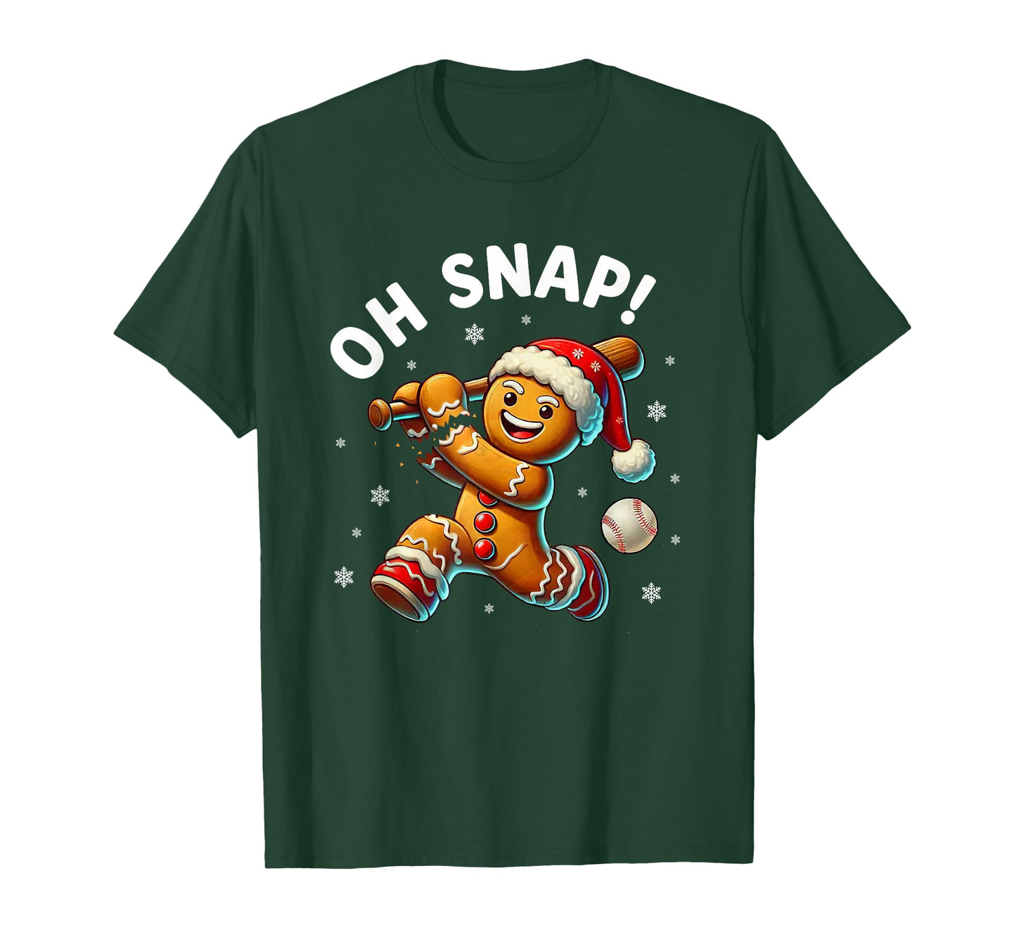 Oh Snap Gingerbread Man Funny Christmas Baseball Xmas T-Shirt