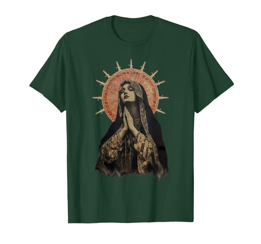 Stained Glass Madonna Prayer Faith T-Shirt