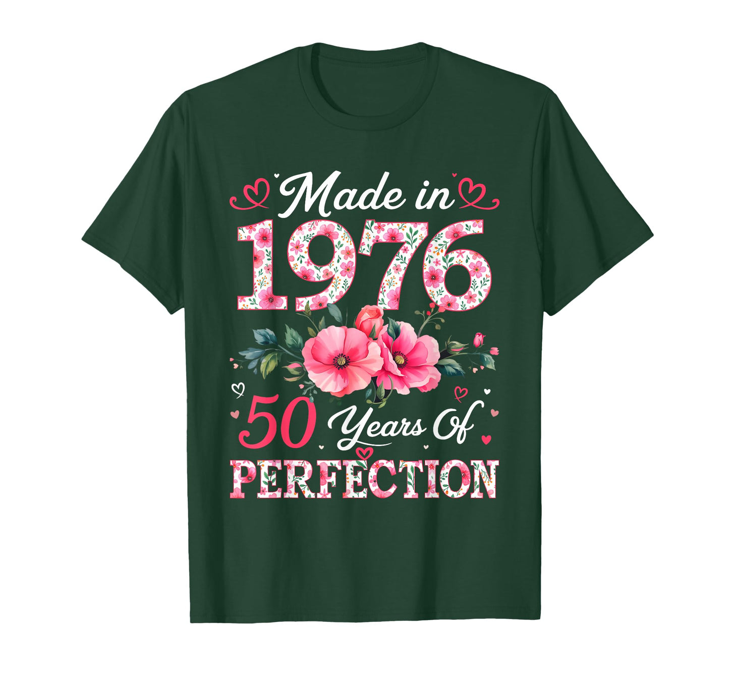 50 Years Old Made in 1976 50th Birthday Floral Women T-Shirt