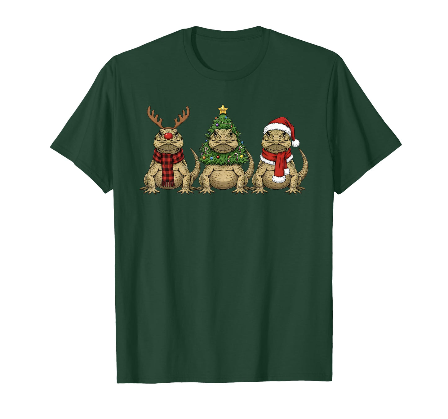 Retro Christmas Uromastyx Santa Reindeer T-Shirt