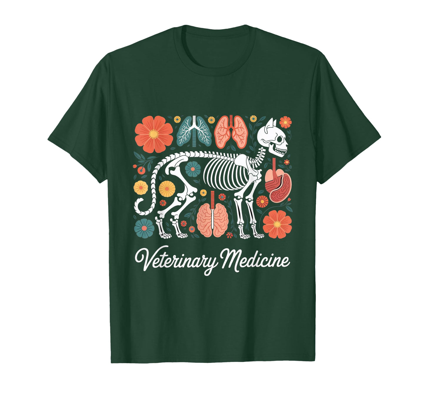 Floral Veterinary Anatomy Animal Vet Tech Assistant T-Shirt
