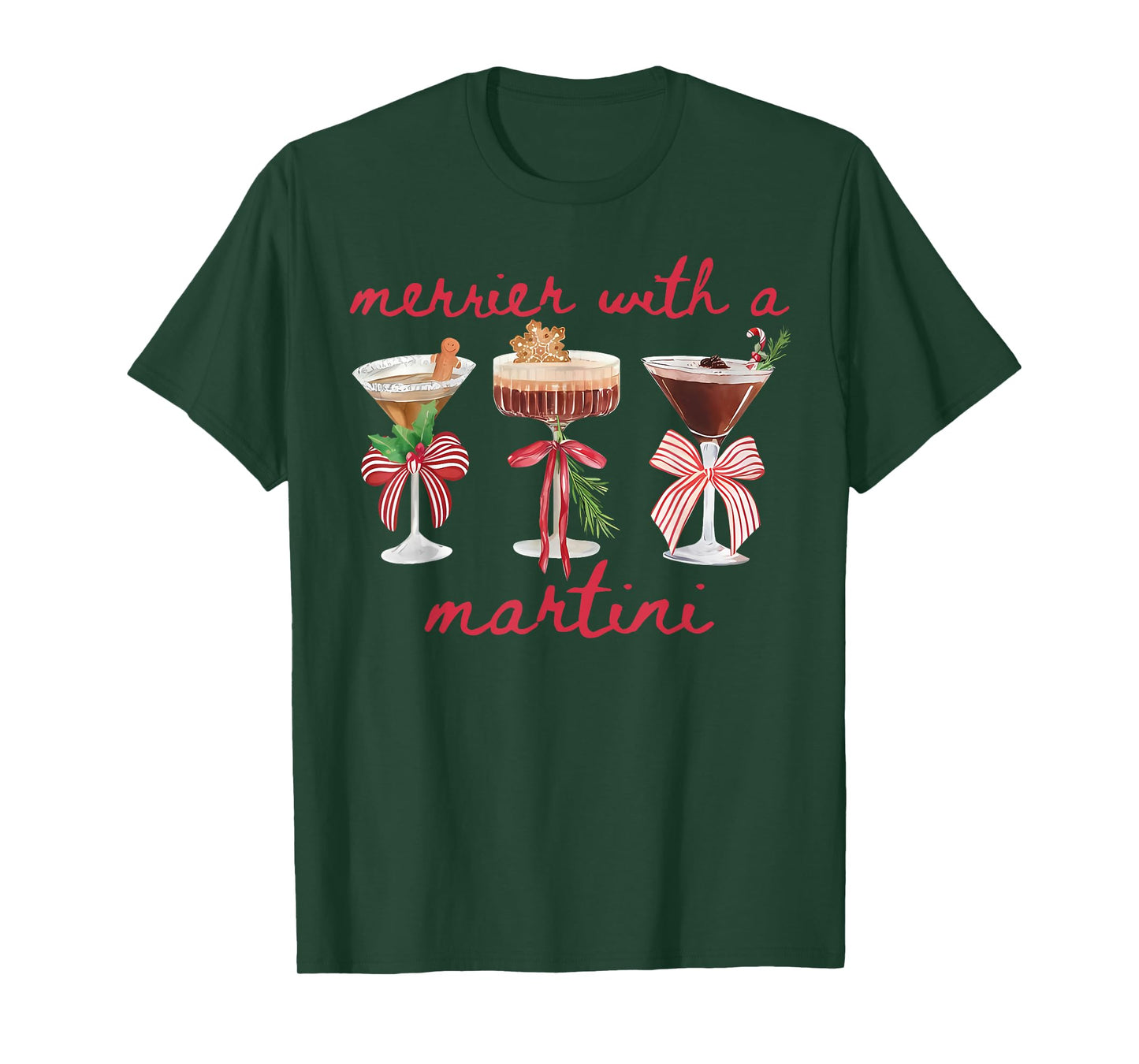 Merrier with A Martini Funny Bachelorette Merry Christmas T-Shirt