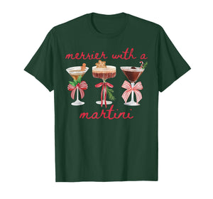 Merrier with A Martini Funny Bachelorette Merry Christmas T-Shirt