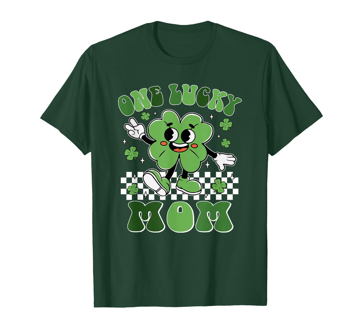 St Patricks Day Family Matching Groovy One Lucky Mom T-Shirt