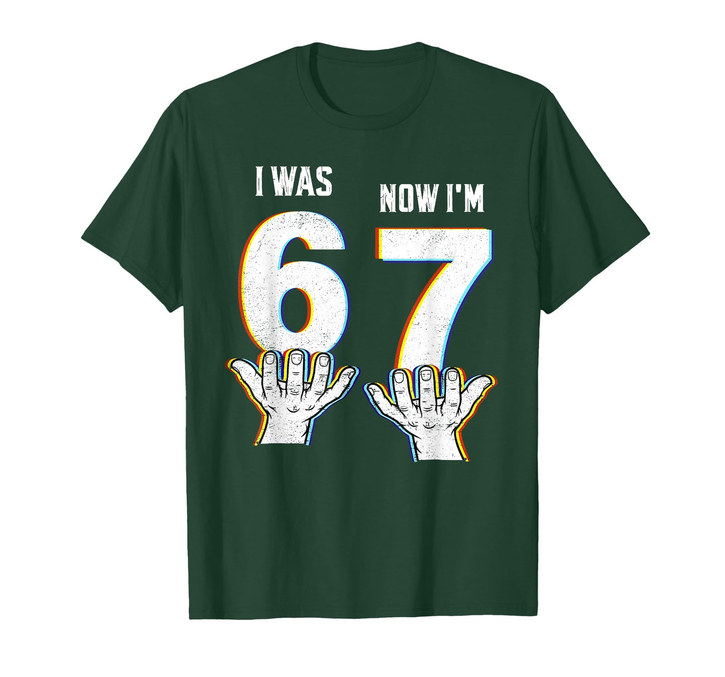 Six Seven Meme 7 Year Old Birthday Shirt was 6 Now I'm 7 T-Shirt