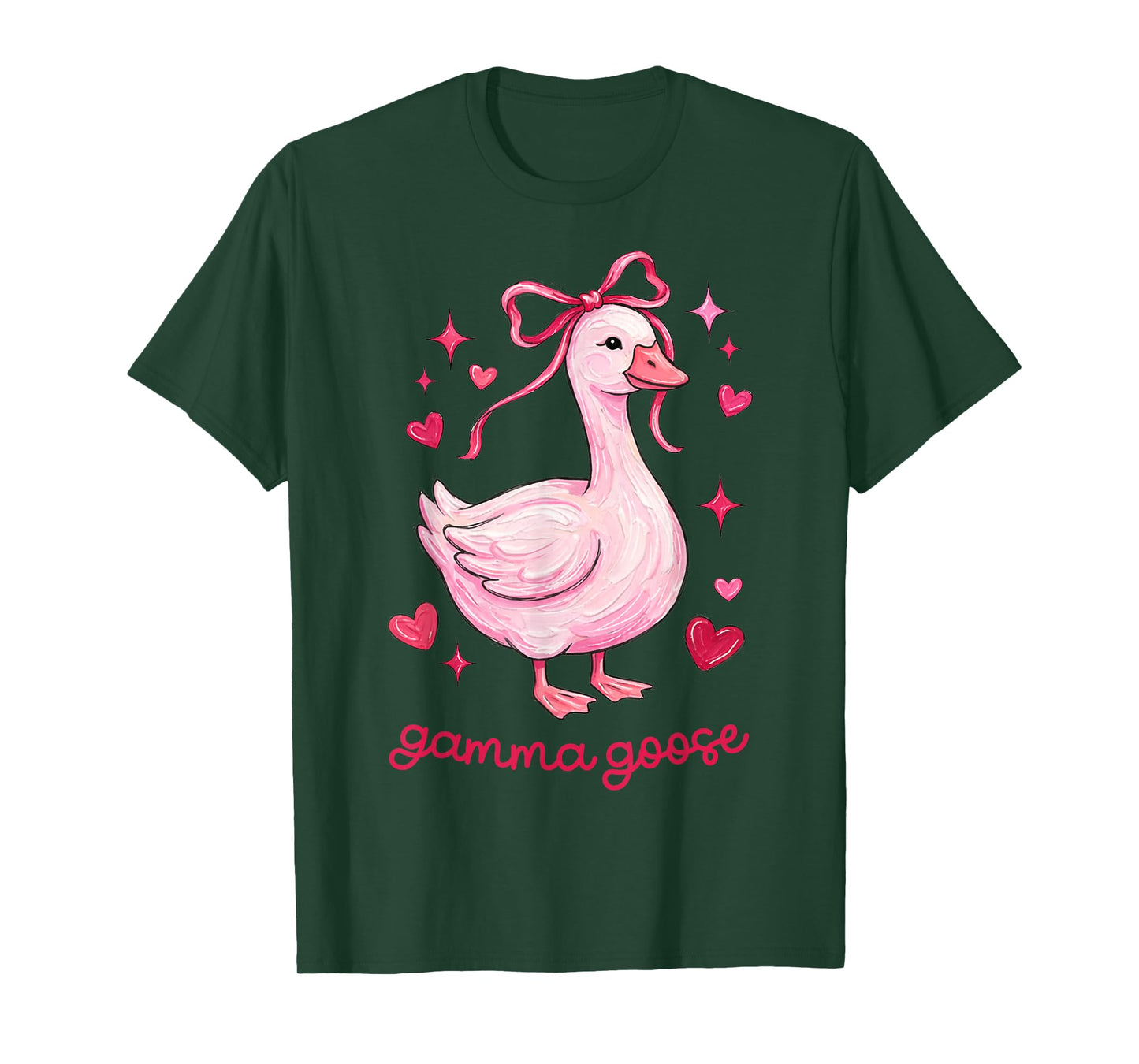 Gamma Goose Coquette Bow Pink Heart Valentines Mother's Day T-Shirt