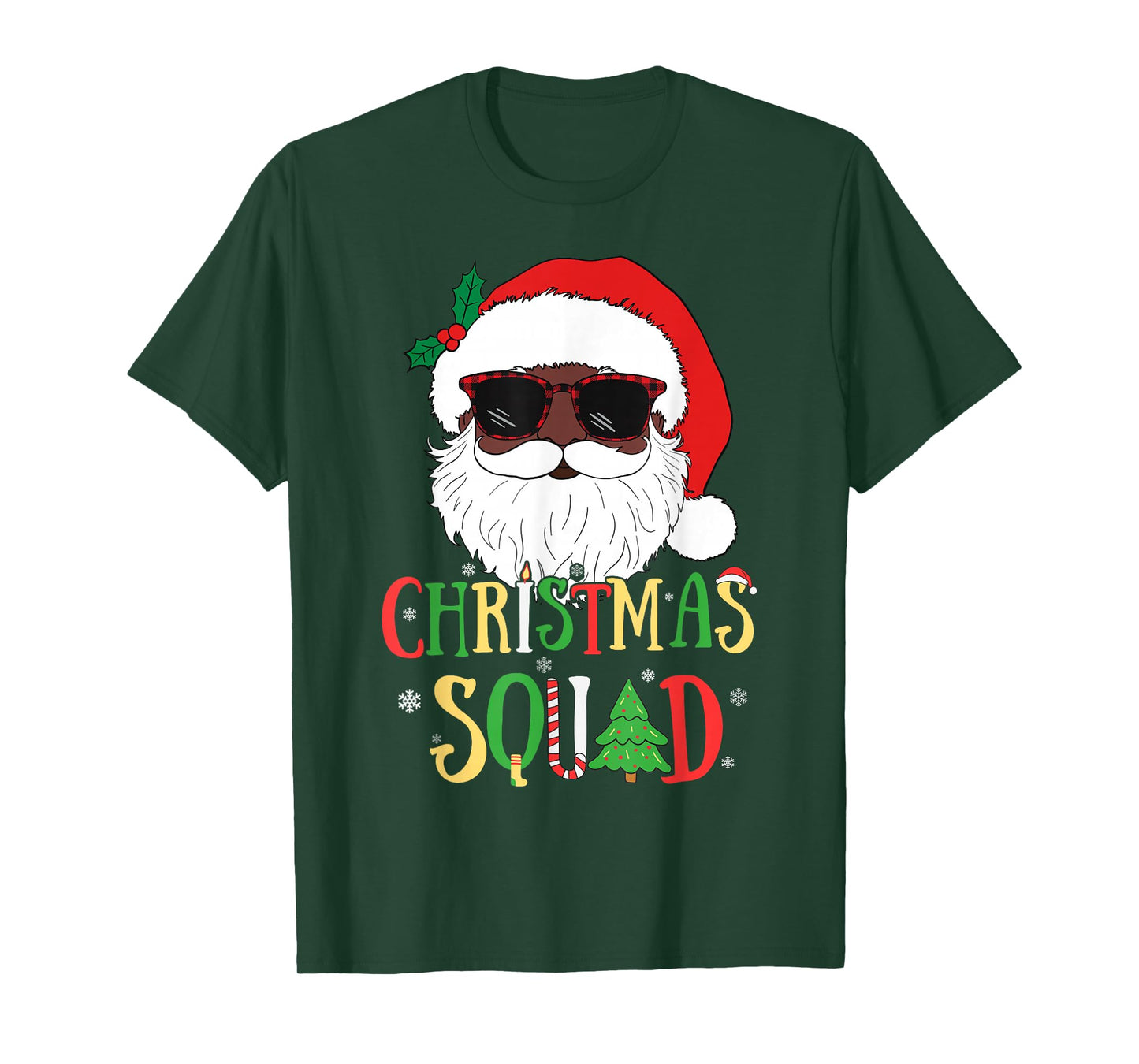 Santa Christmas Squad Black Men African American Pajamas T-Shirt