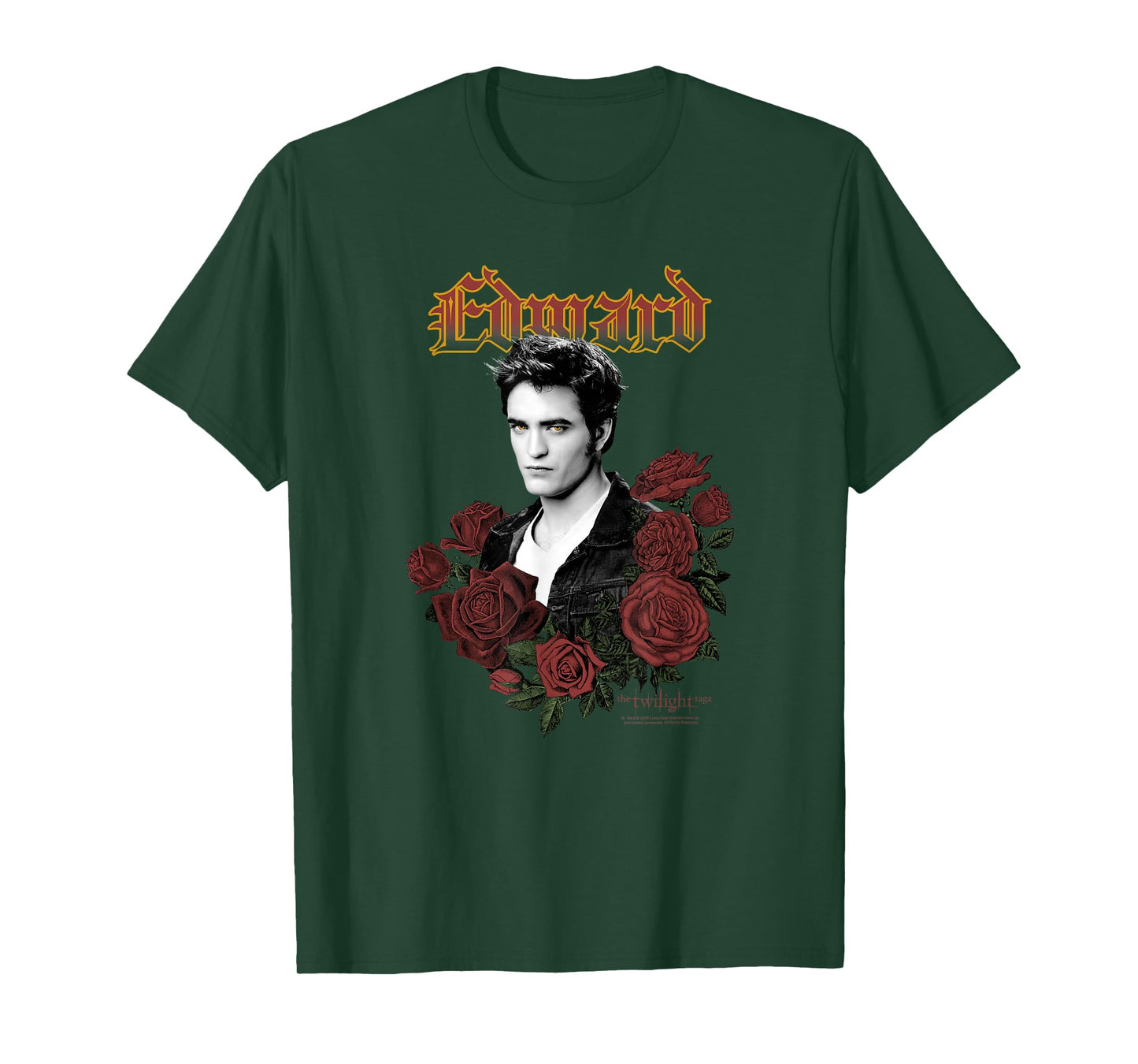 Twilight Edward Gothic Print with Roses Vintage Movie T-Shirt