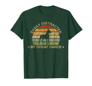 Retro Easily Distracted by Great Danes T-Shirt