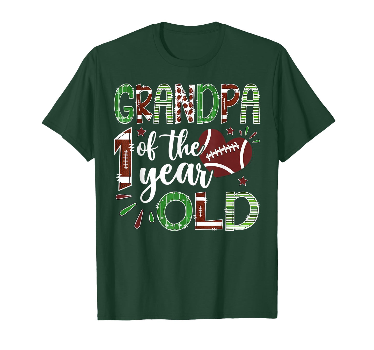 Grandpa of The 1 Year Old Football First Birthday Boy T-Shirt