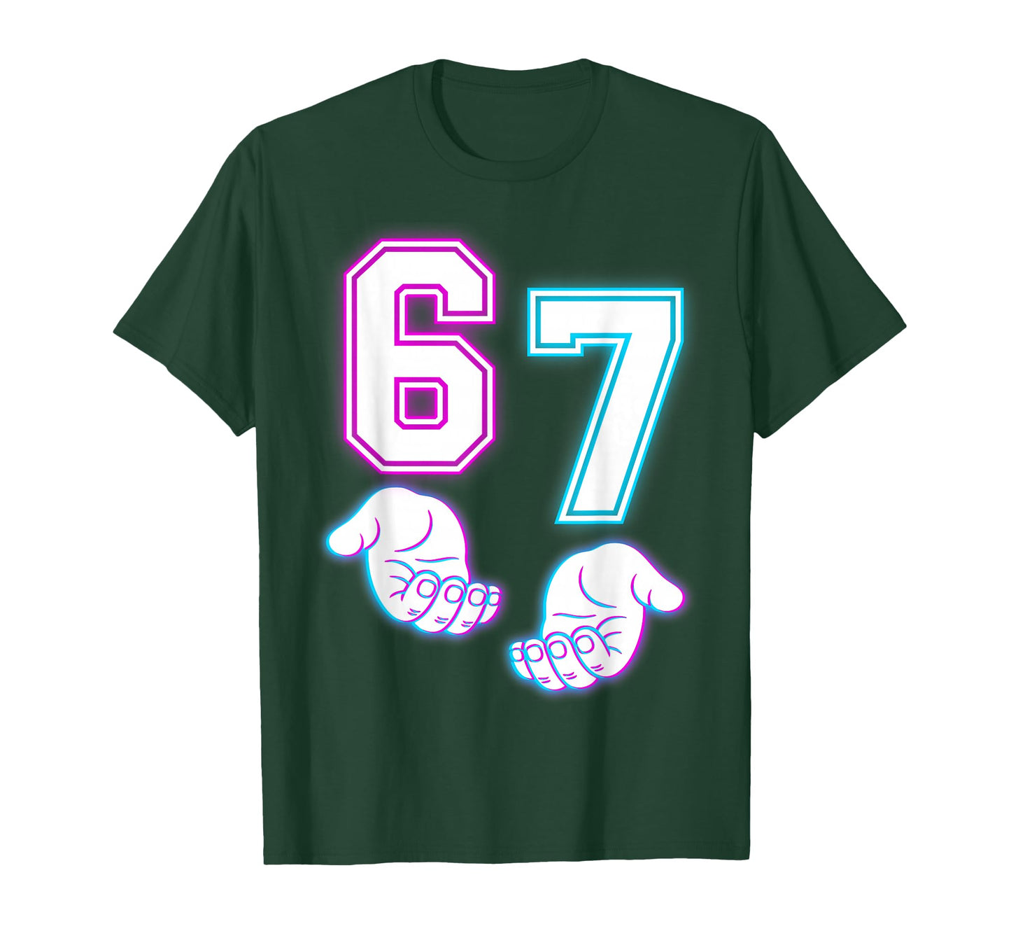 Funny Six Seven 6 7 Meme Gen Alpha Slang 6 7 Glowing Hands T-Shirt