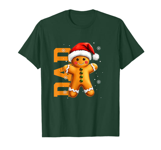 Gingerbread Dad Santa Hat Christmas Matching Family Men T-Shirt