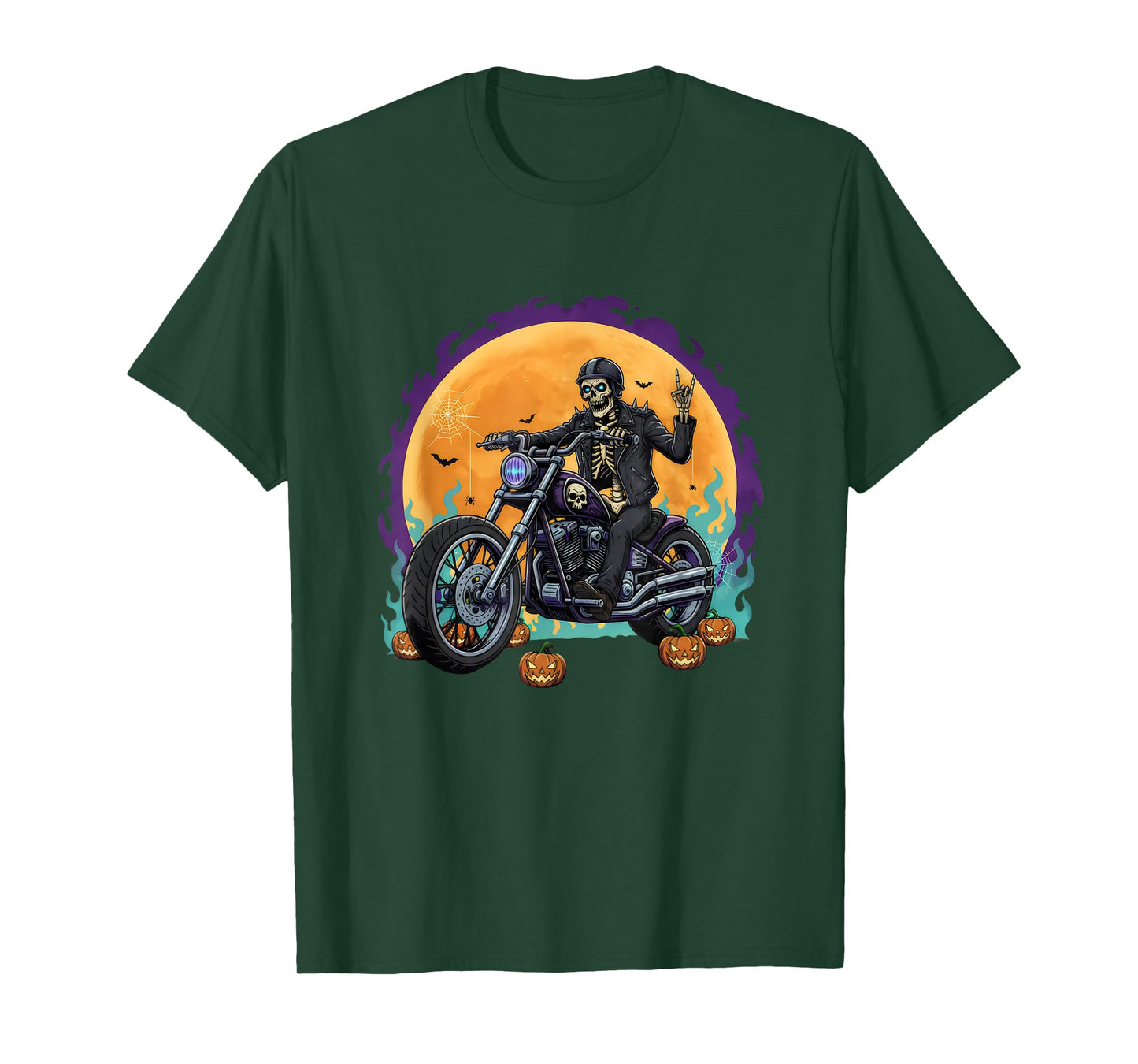 Biker Skeleton on Motorcycle for Halloween Costume Party T-Shirt