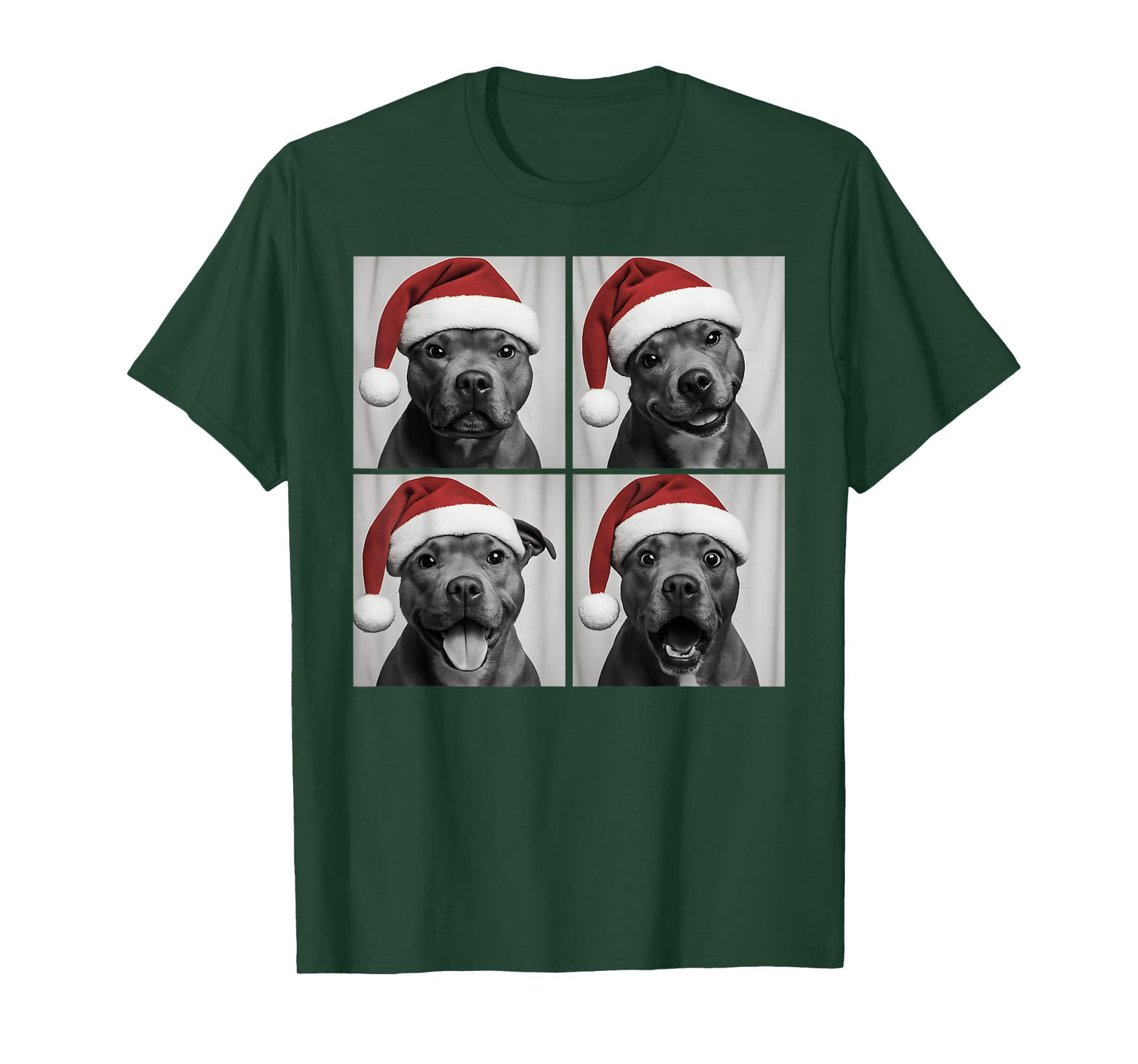 Funny Christmas Staffordshire Bull Terrier Santa Photo Booth T-Shirt