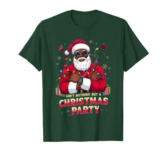 African American Santa Claus Christmas Xmas Pajama Party T-Shirt