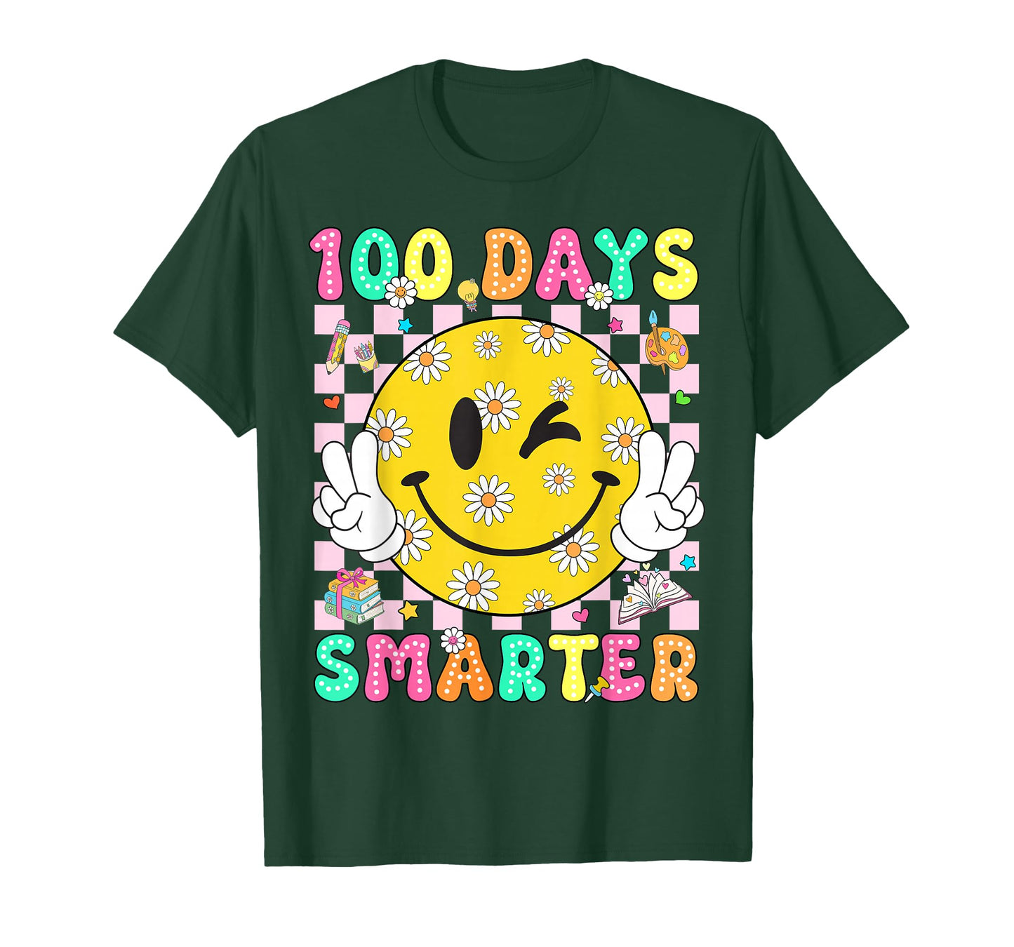 Groovy 100 Days Smarter Vibes Cute 100 Days of School Kids T-Shirt