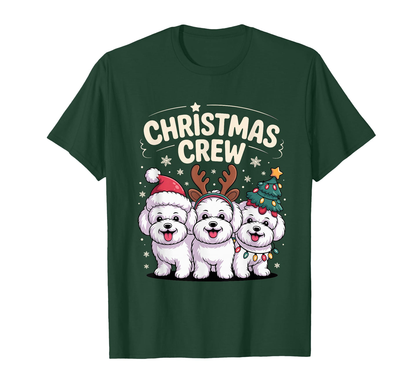 Christmas Crew Xmas Puppy Dog Funny Christmas Bichon Frise T-Shirt