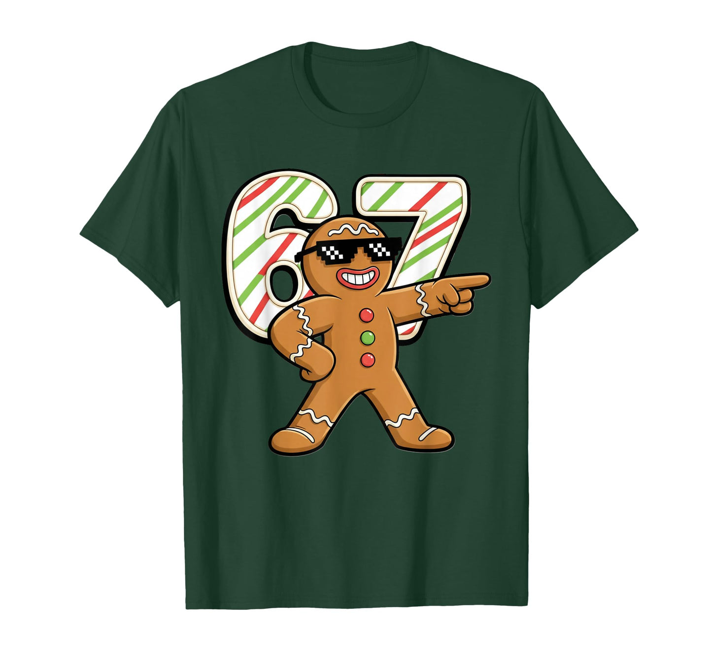 Funny 6 7 Six Seven 67 Meme Gingerbread Man Christmas T-Shirt