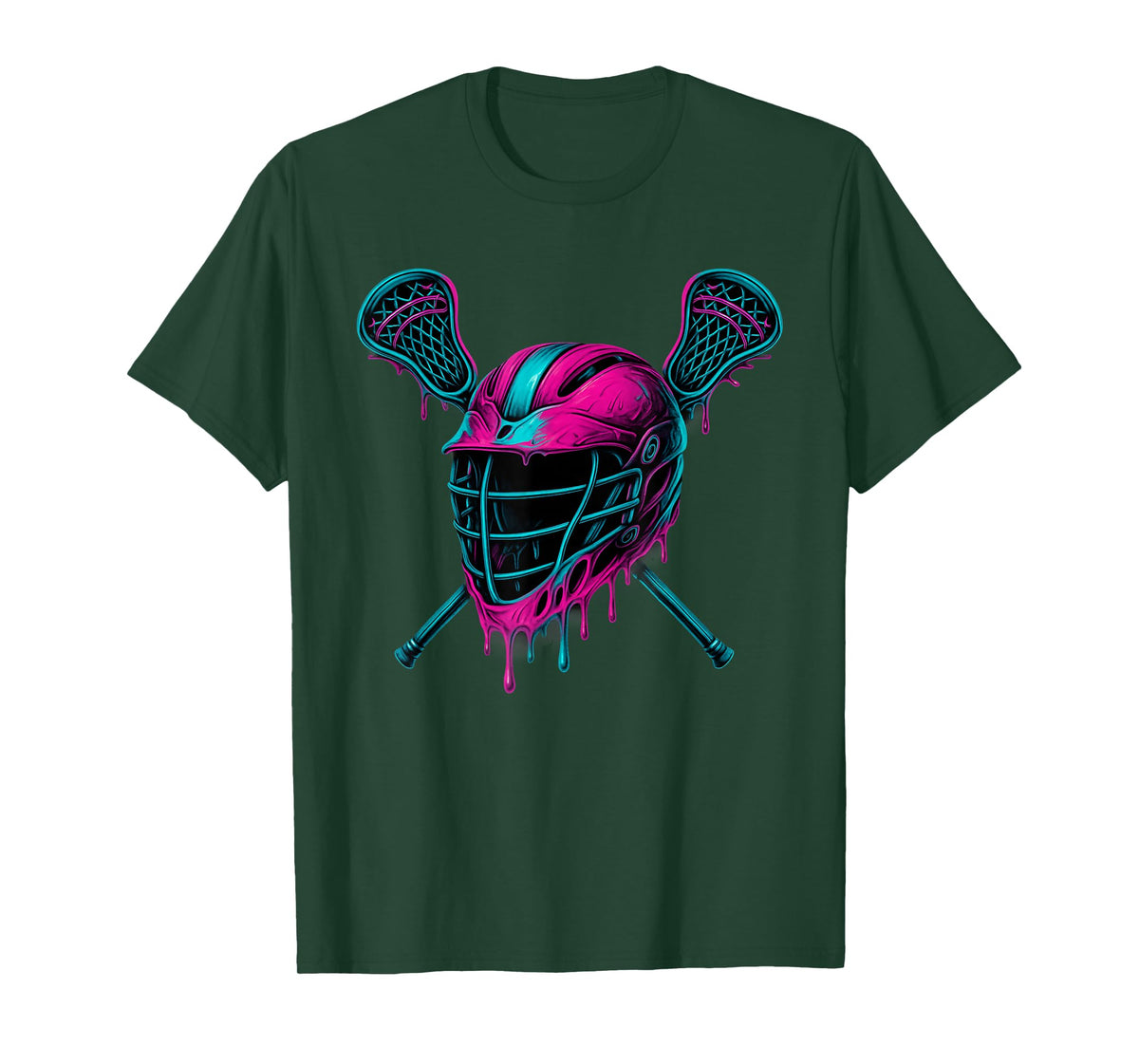 Dripping Lacrosse Helmet Ice Cream Drip Cool Boys Girls Lax T-Shirt