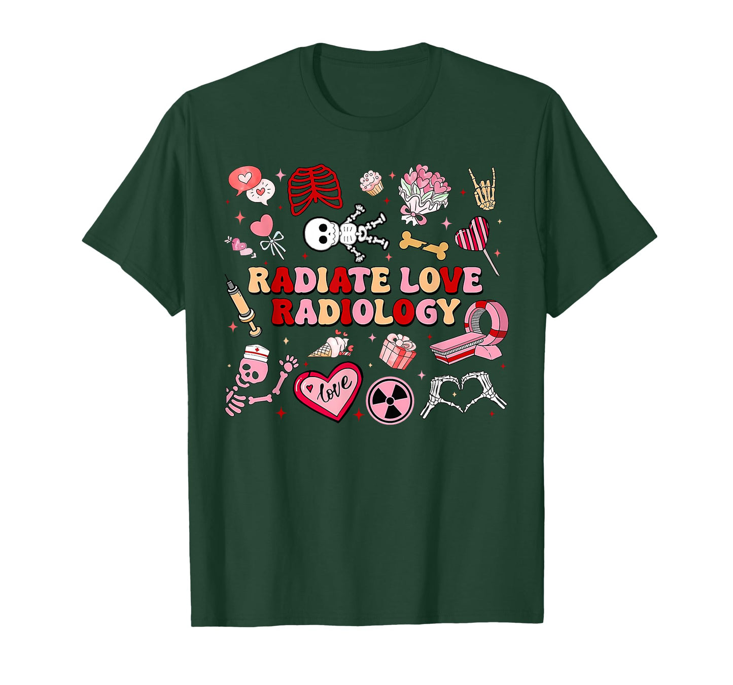 Radiate Love Radiology Valentines Day X-ray Tech Team Nurse T-Shirt