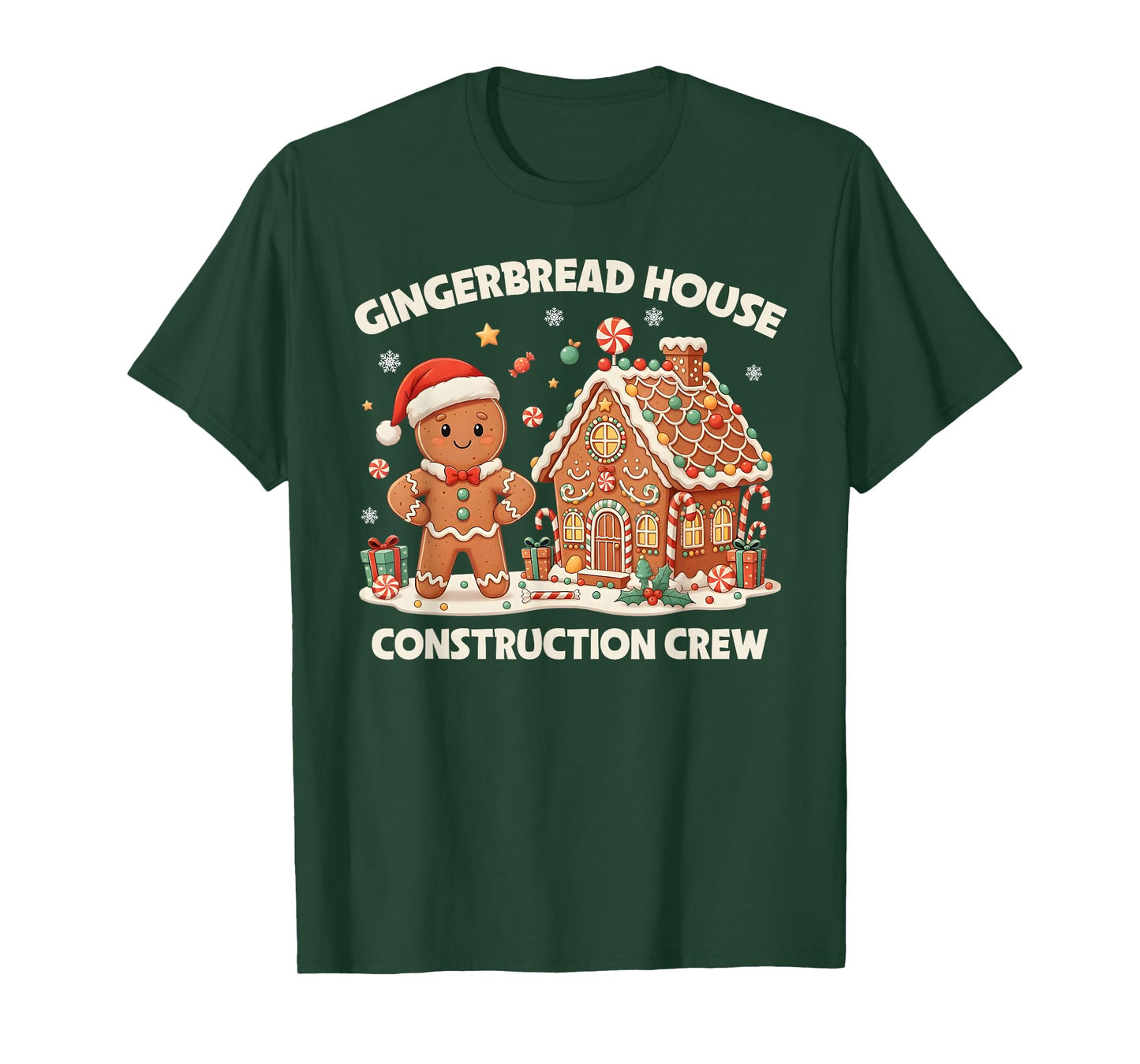 Gingerbread House Construction Crew Kids Men Women Matching T-Shirt