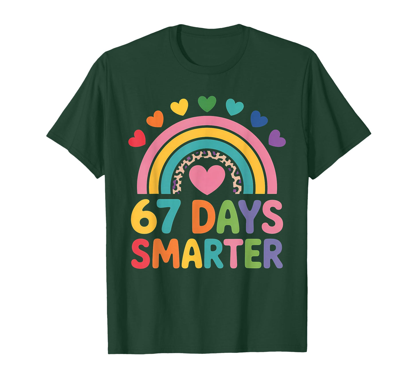 67th Day of School Teacher 67 Days Smarter Rainbow Boy Girls T-Shirt