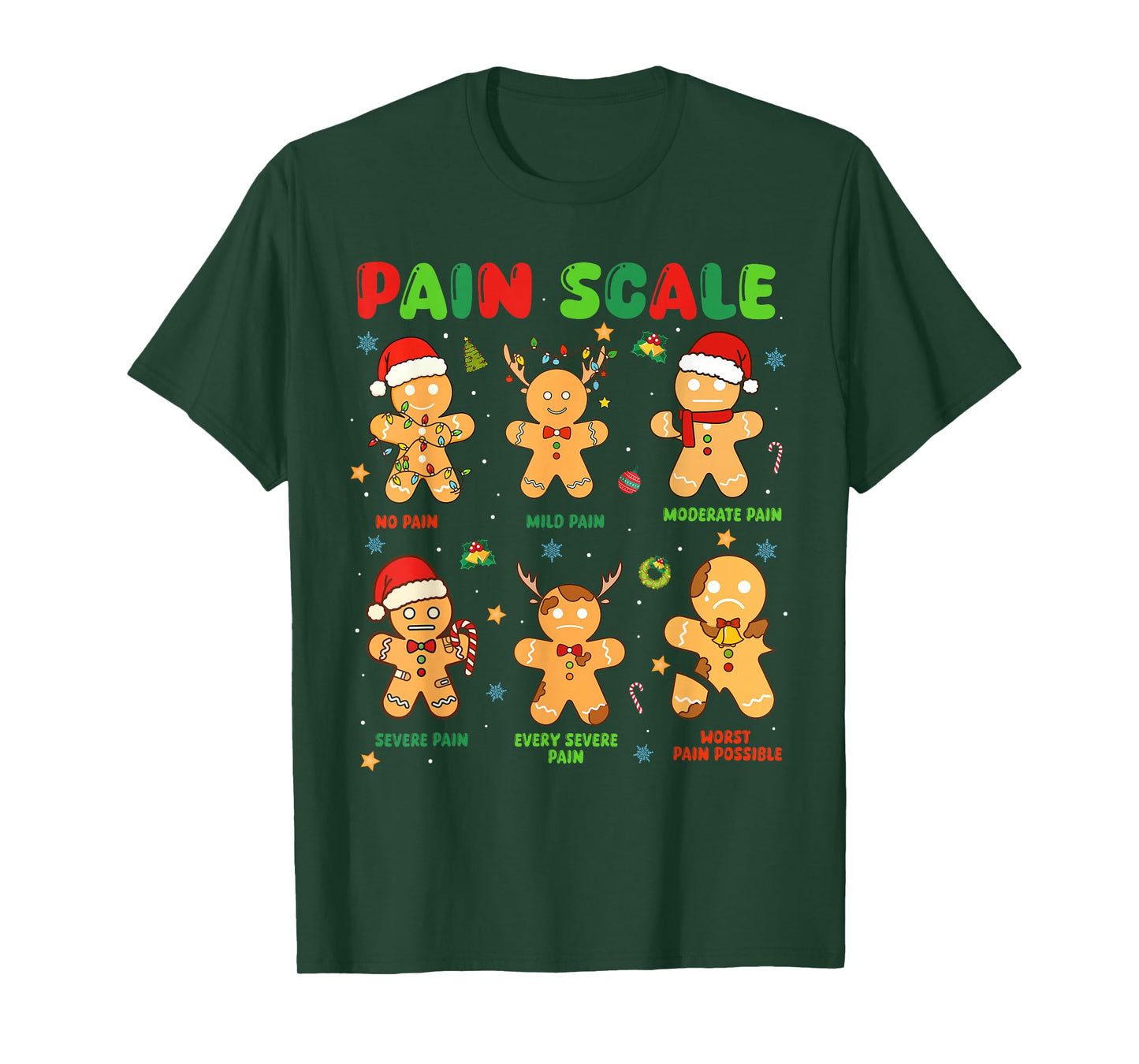 Pain Scale Funny Gingerbread Man Christmas Nurse Holiday T-Shirt