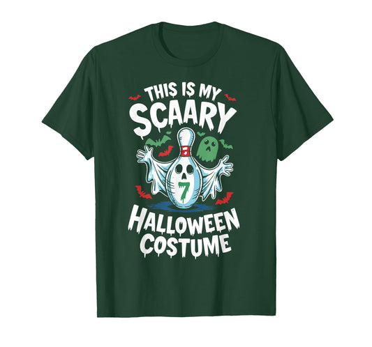 Funny Ghost Bowling League Team 7 Pin Halloween Humor Tee T-Shirt