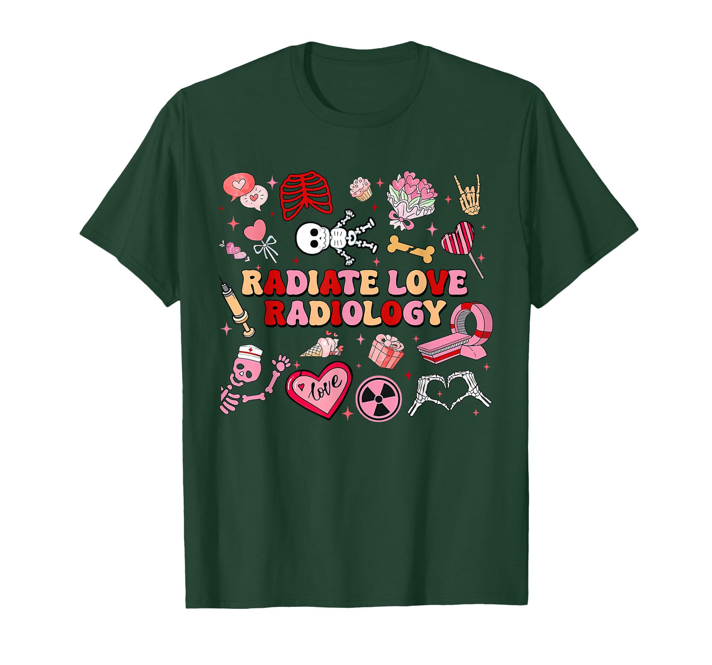 Radiate Love Radiology Valentine X-ray Tech Nuclear Medicine T-Shirt