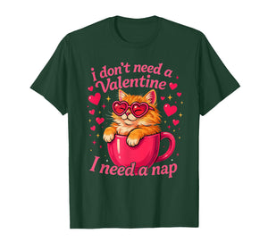 Valentine Cat Nap Funny Cozy Sleep Design T-Shirt