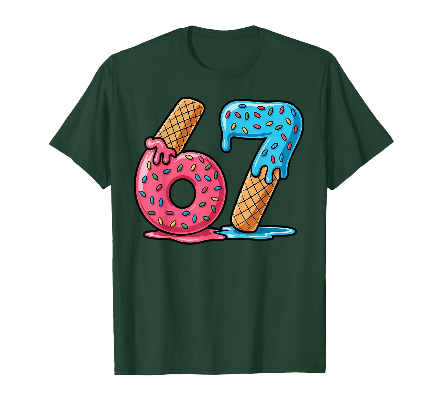 Six Seven Ice Cream Drip Cool Meme 67 Funny Number T-Shirt