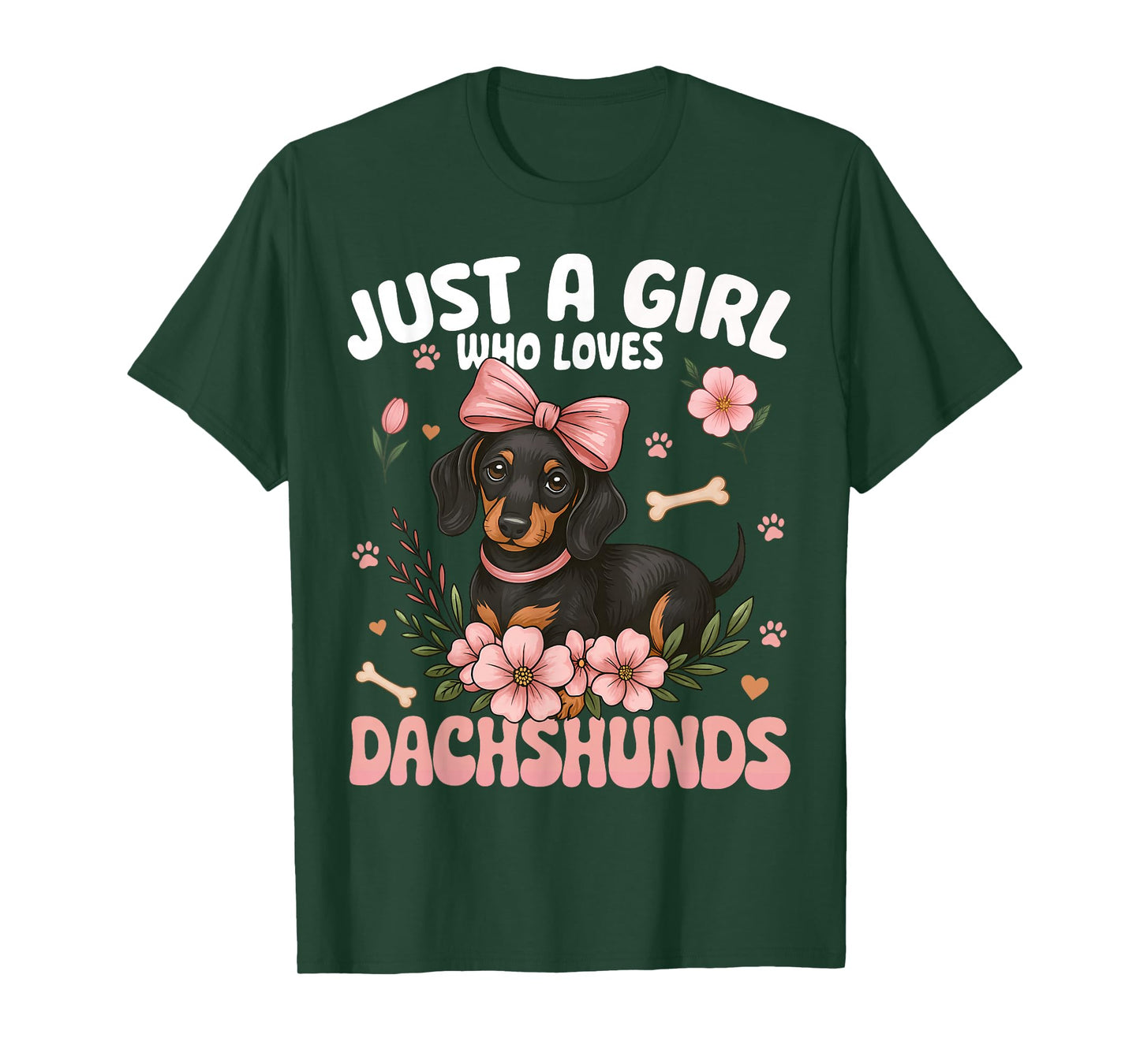 Just A Girl Who Loves Dachshunds Cute Weiner Dog Lover T-Shirt