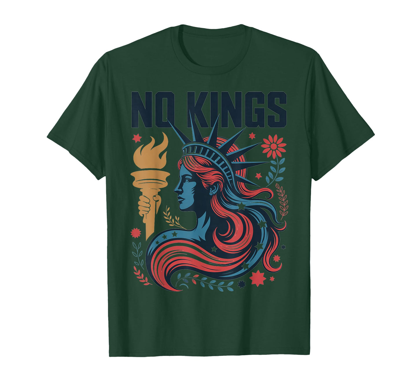 No Kings Retro Patriotic Woman Liberty Art Design T-Shirt