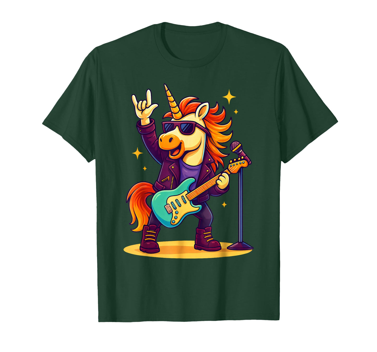 Rock'n Roll Unicorn Rockstar, Rock On Hand Rock Music Fun T-Shirt