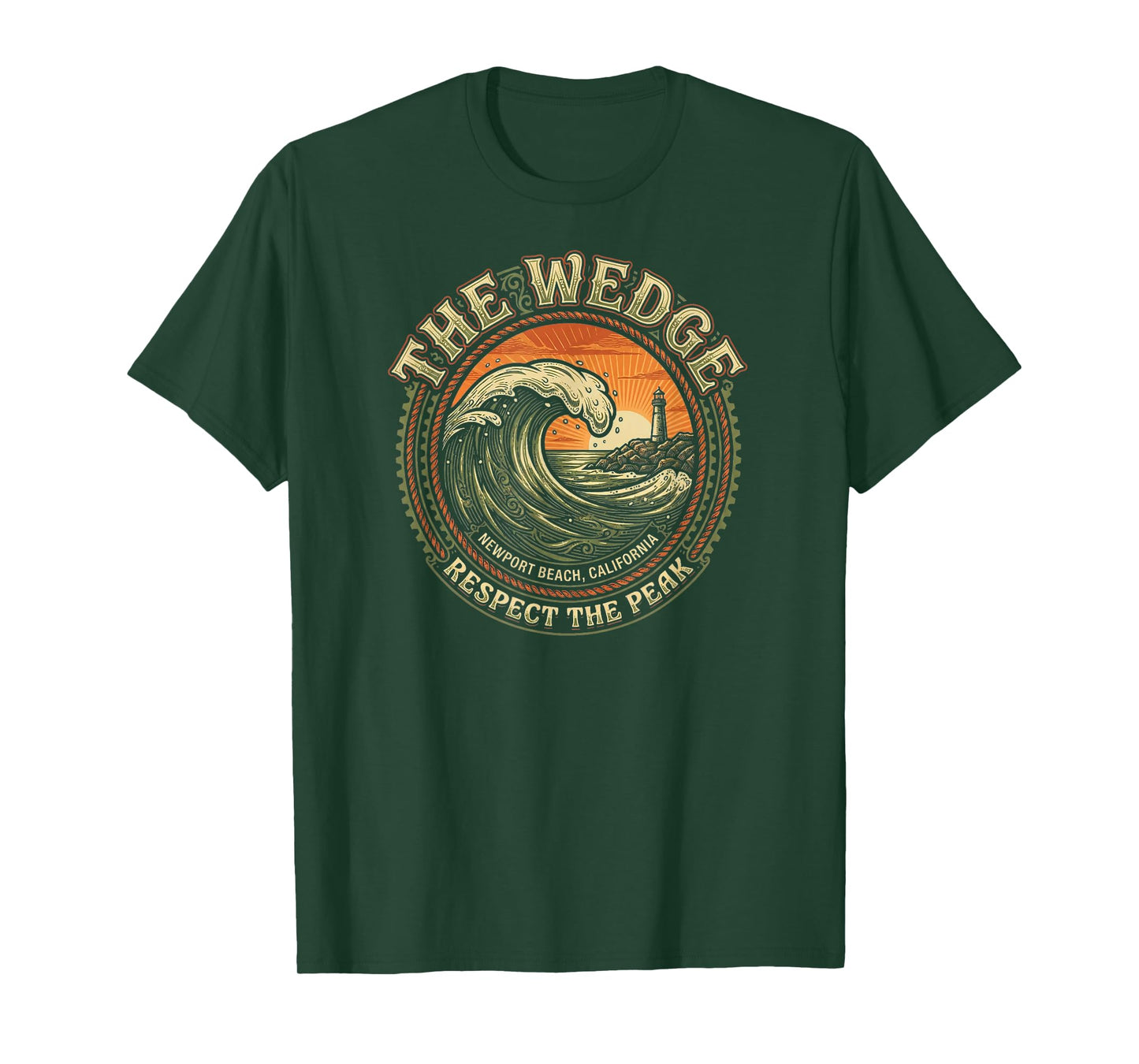 The Wedge Newport Beach Surfing Respect The Peak Wave T-Shirt