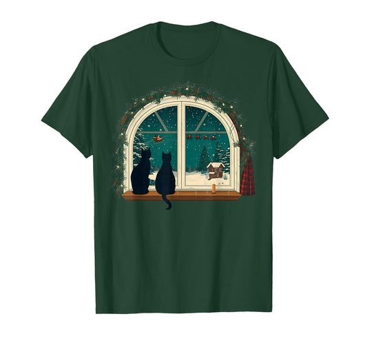 Vintage Cute Cat Christmas Costume Retro Cat T-Shirt