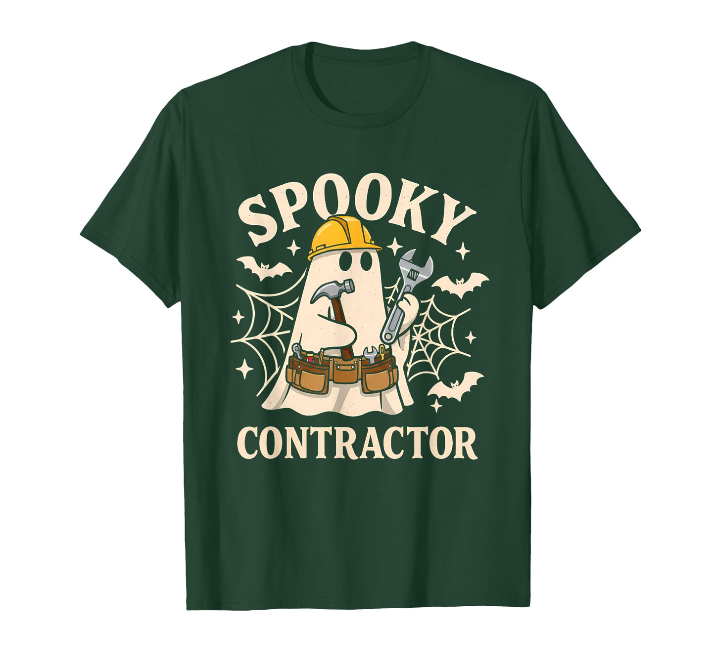 Spooky Contractor Halloween Costume Ghost Funny Construction T-Shirt