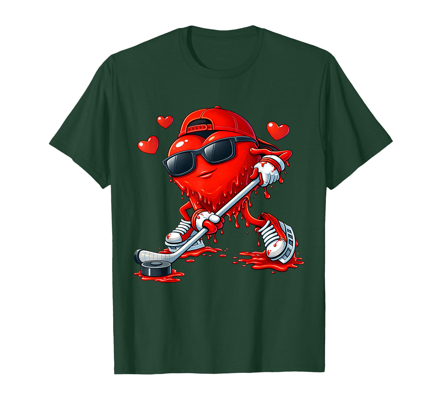 Valentine Hockey Heart Drip Sport Love Valentines Day Boys T-Shirt
