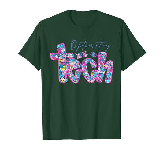 Floral Optometry Tech Optometrist Ophthalmologist Optician T-Shirt