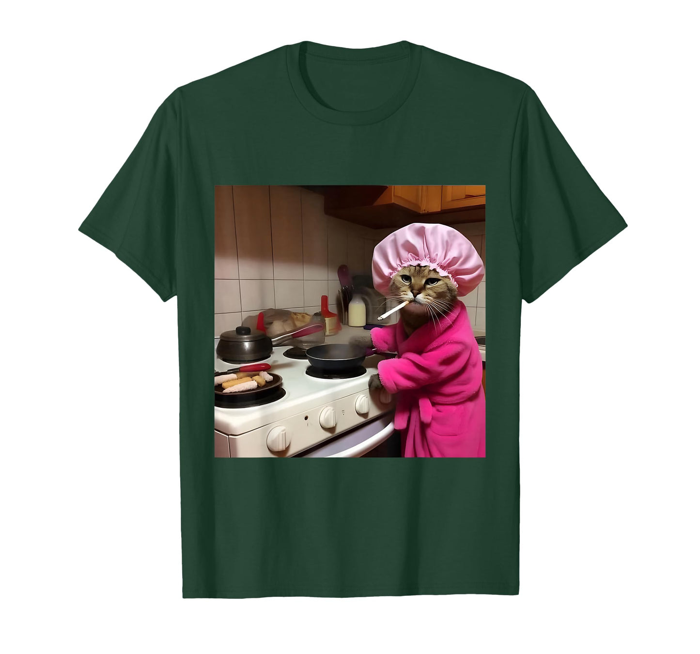 Funny Housewife Cat Smoking Kitten Meme Stupid Brainrot T-Shirt
